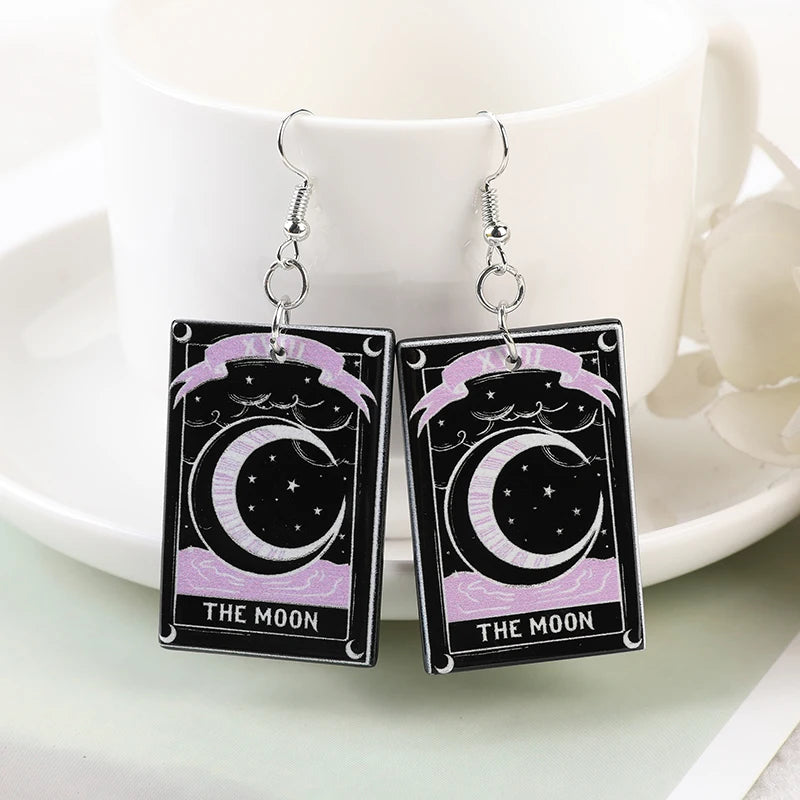 1Pair Fashion Black Witchy Charms Spooky Creative Acrylic Cauldron Planchette Dangle Earrings For Women Girl Birthday Gift