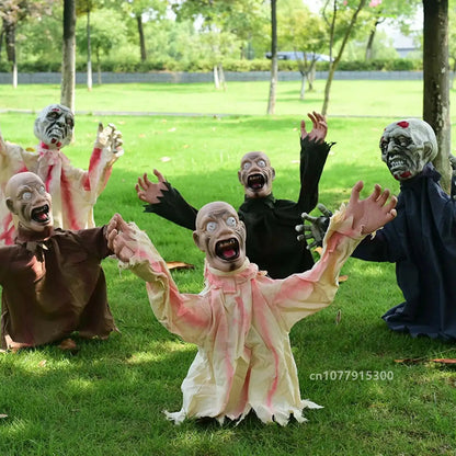 Creepy Zombie Lawn Stake Garden Horror Theme Party Favors Patio Prop Voice Control Swing Ghost Halloween Decoration Scary Doll