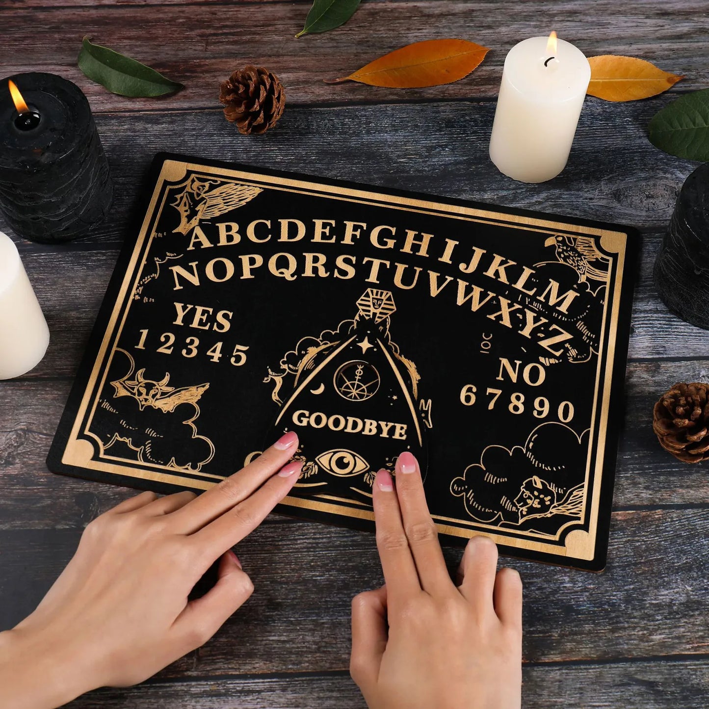 Wooden Divination Pendulum Game Board, Ouija Energy Board, Engraved Meditation Board, Altar Ornament Wizard, Home Decor, 12"