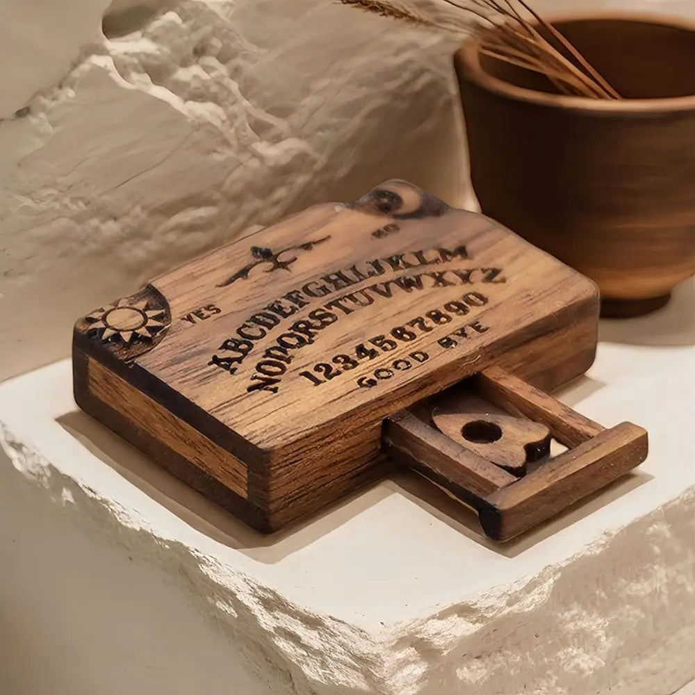 Retro Mini Ouija Board Retro Miniature Spirit Board With Drawer Wooden Miniatures Emotional Love Drawer Home Decoration Gift