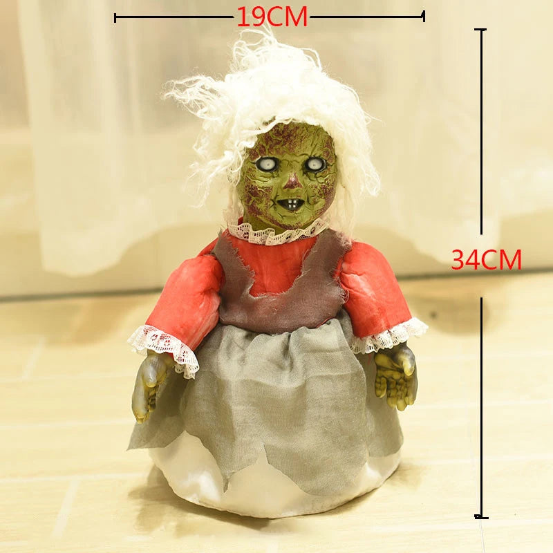 Halloween Ghost Doll Scary Creepy Witch Hanging Decor Voicce Activated Doll Light For Halloween Haunted House Props Bar Supplies