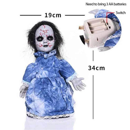 Halloween Ghost Doll Scary Creepy Witch Hanging Decor Voicce Activated Doll Light For Halloween Haunted House Props Bar Supplies