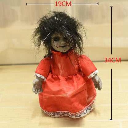 Halloween Ghost Doll Scary Creepy Witch Hanging Decor Voicce Activated Doll Light For Halloween Haunted House Props Bar Supplies