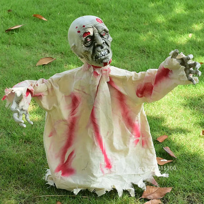 Creepy Zombie Lawn Stake Garden Horror Theme Party Favors Patio Prop Voice Control Swing Ghost Halloween Decoration Scary Doll