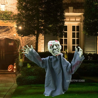 Creepy Zombie Lawn Stake Garden Horror Theme Party Favors Patio Prop Voice Control Swing Ghost Halloween Decoration Scary Doll